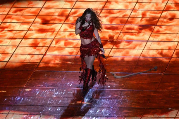 Colombian singer Shakira performs during the Pepsi Super Bowl LIV Halftime Show at Hard Rock Stadium on February 02, 2020 in Miami, Florida.